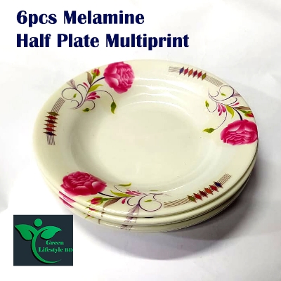 Picture of 6pcs Melamine Half Plate Multiprint 7-inch Size For Home, Office, Hotel, and Restaurant - Multicolor 1