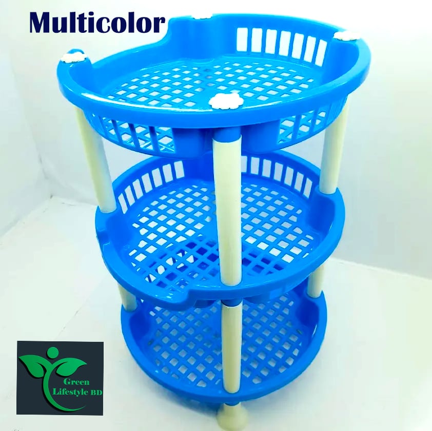 Picture of Multi-functional 3 Layer Plastic Kitchen Shelf Organizer Storage Baby Top Mini Multicolor Rack - (1 Piece)