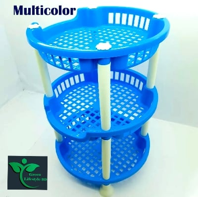 Picture of Multi-functional 3 Layer Plastic Kitchen Shelf Organizer Storage Baby Top Mini Multicolor Rack - (1 Piece)