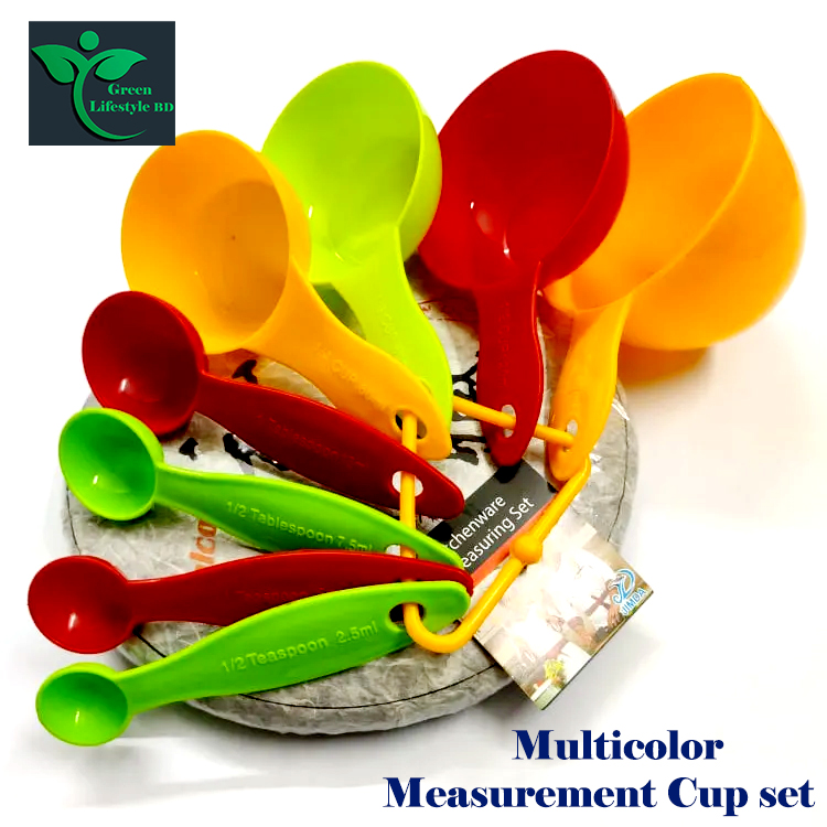 Picture of 2 set measuring Cup and Spoons 8pcs set Plastic Measuring Spoon Useful Sugar Cake Baking Spoon for Kitchen Baking Measuring - Multicolor