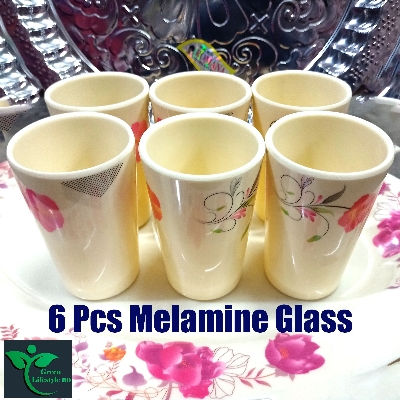 Picture of 100% Pure Melamine Printed Drinking Glass Set of 6 – 350ml, 5.5 Inch Lightweight Glasses for Water, Juice & Milk - 6 Pcs Set