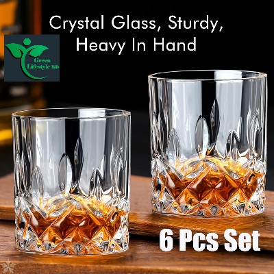Picture of Unique Design Transparent Water & Juice Glass Set of 6 – 235ml Medium Size (Model N201T) | Classic Drinking Glasses for Milk, Sharbat & Cocktails - Transparent