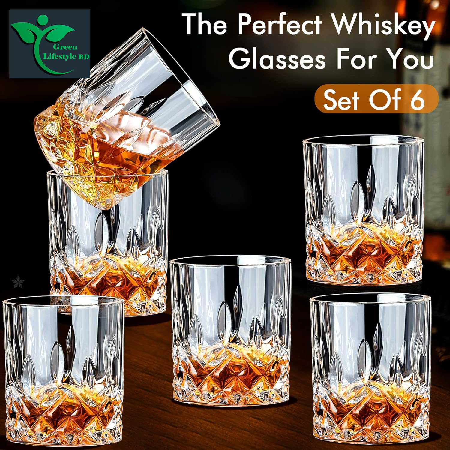 Picture of Unique Design Transparent Water & Juice Glass Set of 6 – 235ml Medium Size (Model N201T) | Classic Drinking Glasses for Milk, Sharbat & Cocktails - Transparent