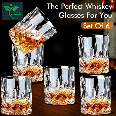 Picture of Unique Design Transparent Water & Juice Glass Set of 6 – 235ml Medium Size (Model N201T) | Classic Drinking Glasses for Milk, Sharbat & Cocktails - Transparent