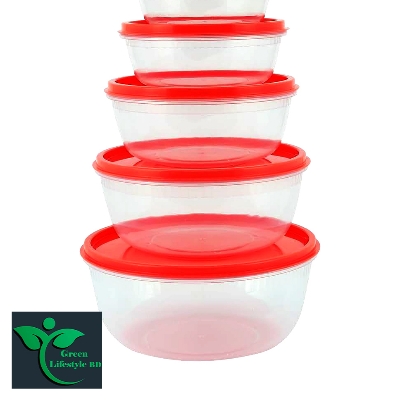 Picture of 4 Pcs Round Bowl, BPA-free Microwave Bowls with Lids 575-2200ml , Air-resistant Container for Storing and Serving, Stackable and Nestable Mixing Bowl Set - Multicolor