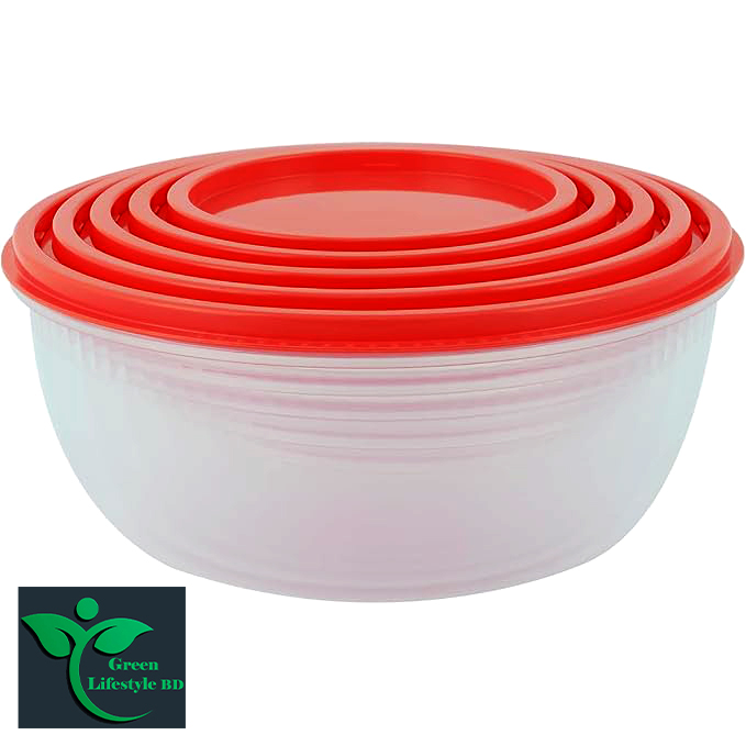 Picture of 4 Pcs Round Bowl, BPA-free Microwave Bowls with Lids 575-2200ml , Air-resistant Container for Storing and Serving, Stackable and Nestable Mixing Bowl Set - Multicolor