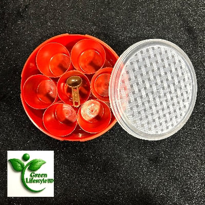 Picture of Multicolor 7-Container Round Plastic Masala Box – 150g Capacity, Food Grade Spice Organizer for Kitchen - Multicolor