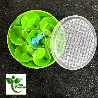Picture of Multicolor 7-Container Round Plastic Masala Box – 150g Capacity, Food Grade Spice Organizer for Kitchen - Multicolor