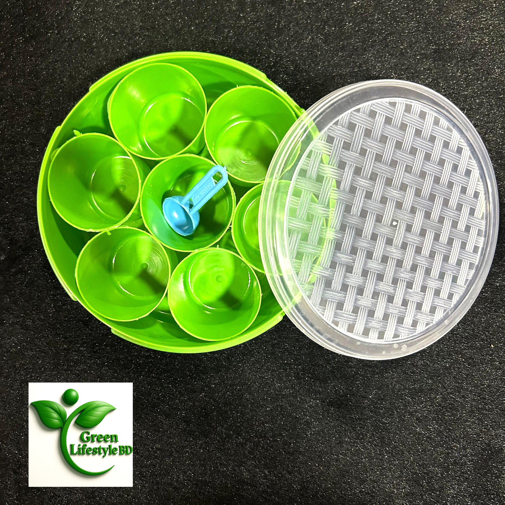 Picture of 7-in-1 Plastic Round Spice Box – Masala Dani Organizer for Neat & Easy Kitchen Storage - Multicolor
