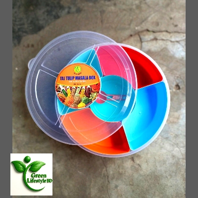 Picture of Multicolor Spice Box with 5 Removable Containers & Spoon – BPA-Free, Airtight & Dishwasher Safe - Multicolor