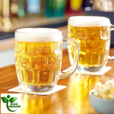 Picture of 500ml Classic European Dimple Glass Water/Beer Mug – Large Handle, Dishwasher Safe – Premium Stein Style for All Beverages
