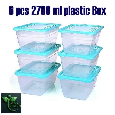 Picture of Rectangular Plastic Food Storage Container With Lid Kitchen Container Meat Box Fridge and Freezer Storage Boxes -2700 ml, 2/4/6 Pcs, Clear