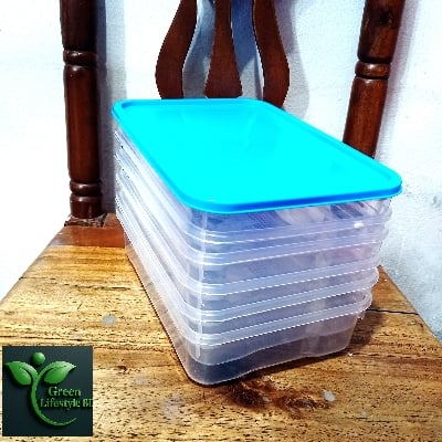 Picture of Rectangular Plastic Food Storage Container With Lid Kitchen Container Meat Box Fridge and Freezer Storage Boxes -2700 ml, 2/4/6 Pcs, Clear