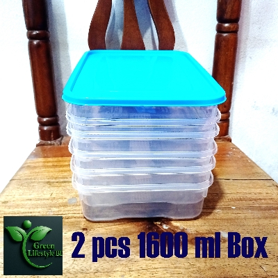Picture of Rectangular Plastic Food Storage Container with Lid, Kitchen Container Meat Box, Fridge and Freezer Storage Boxes, Bowl - 1600ml, 2/4/6 Pcs Set, Clear