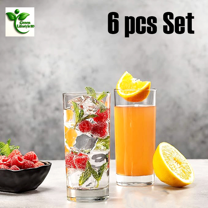 Picture of Transparent 300ml Highball Glass Set of 6 – Heavy Base Water, Juice, Cocktail & Whiskey Glasses | Clear Drinking Glasses for Wine & Beer - Clear 6 pcs