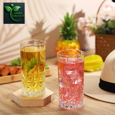 Picture of Crystal Clear Drinking Glass Set of 6 – Clear Tall Water & Juice Glasses | Elegant Glassware for Whiskey, Cocktails & Kitchen Use – Perfect Gift - Clear 6 pcs