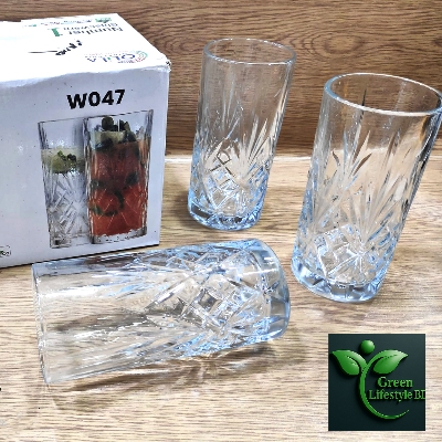 Picture of Crystal Clear Drinking Glass Set of 6 – Clear Tall Water & Juice Glasses | Elegant Glassware for Whiskey, Cocktails & Kitchen Use – Perfect Gift - Clear 6 pcs