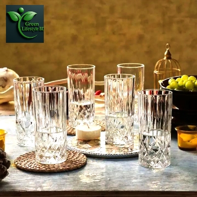 Picture of Crystal Clear Drinking Glasses Set of 6 – Tall, Elegant Glassware for Water, Juice, Whiskey & Cocktails – Perfect for Kitchen or Gift Use - Clear 6 pcs