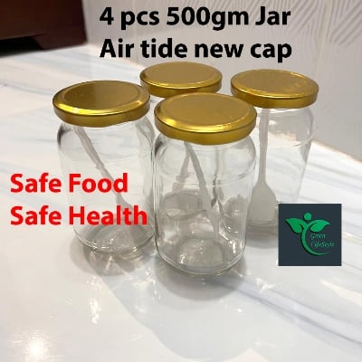 Picture of Super clean Glass Jar/Kacher jar 500gm 04 Pieces Set for Kitchen & Dining. Glassware Food container. - Clear 6 pcs