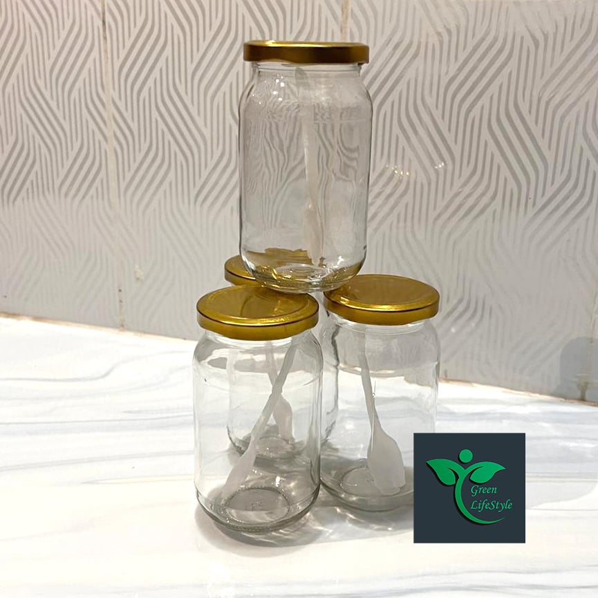 Picture of Super clean Glass Jar/Kacher jar 500gm 04 Pieces Set for Kitchen & Dining. Glassware Food container. - Clear 6 pcs