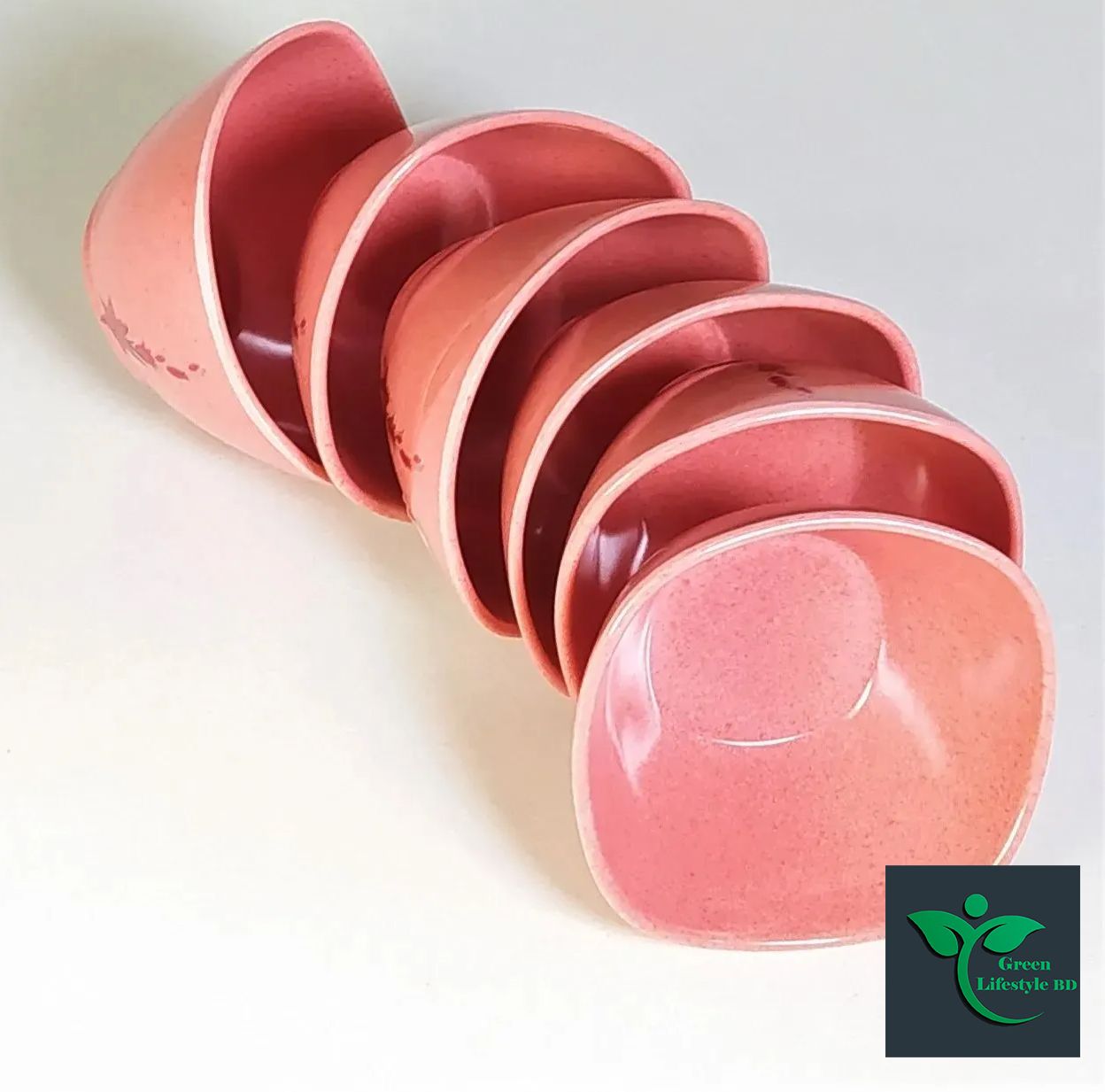 Picture of High quality Big Square Soup Bowl 6 Piece set (4.5) Inch Pink Color. - Pink