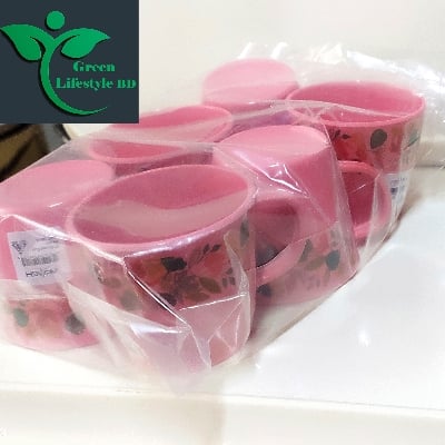 Picture of Melamine 3 Inch Round teacup 6 pcs set Pink Color for kitchen and dining - Pink
