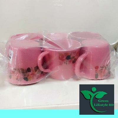 Picture of Melamine 3 Inch Round teacup 6 pcs set Pink Color for kitchen and dining - Pink