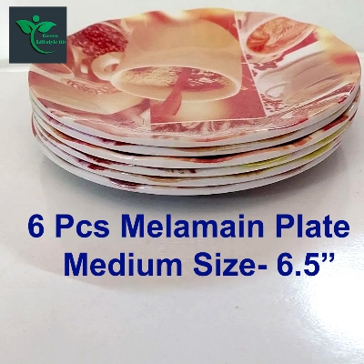 Picture of Melamine Coffee Plate 06 Pieces Set ( Size-6.5 inches ) plate for Snacks and Breakfast. - Coffee