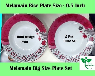 Picture of 2 pcs Set Big Melamine Plate (9.5" Size ) for Home & Office High Quality Melamine. - Multicolor