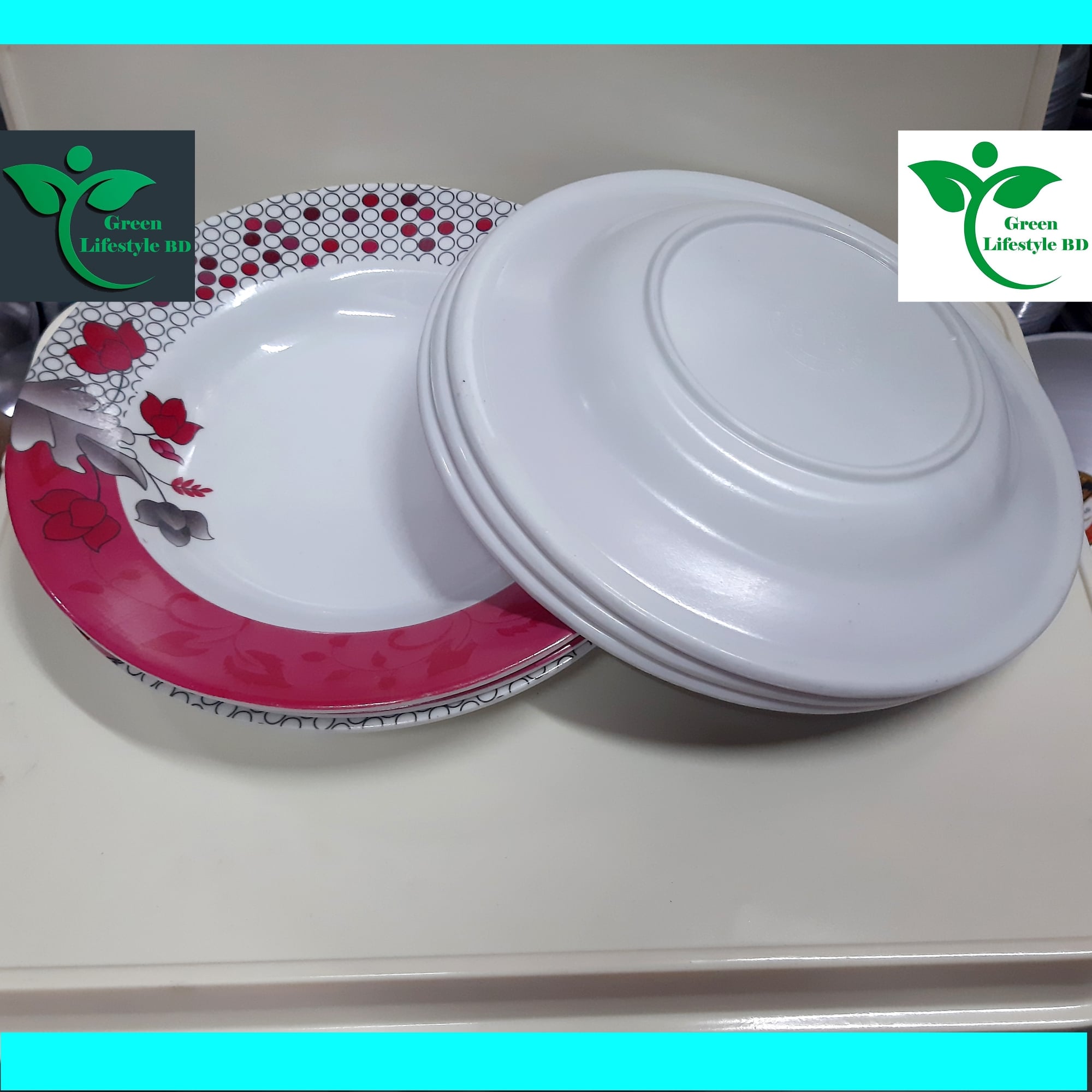 Picture of 2 pcs Set Big Melamine Plate (9.5" Size ) for Home & Office High Quality Melamine. - Multicolor