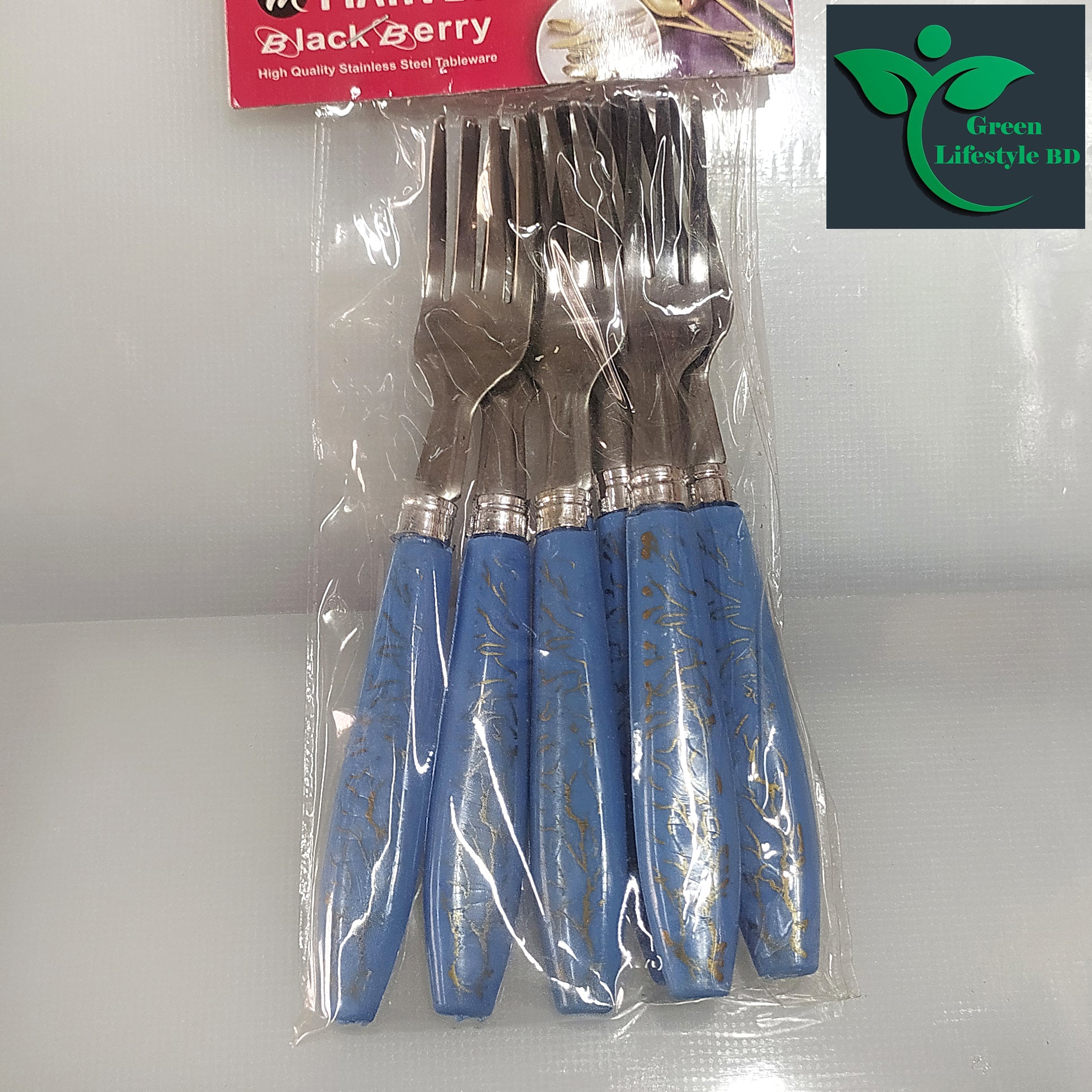 Picture of 6pcs Stainless Steel Fork / Cutlery Spoon Set With Ceramic Design Silicon Handle Stainless Steel Fork Spoon Set - Multicolor