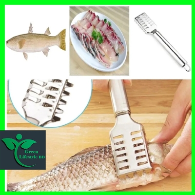 Picture of 2 pcs Fish Skin Scraper Stainless Steel Fish Scales Fishing Cocina Tool Fish Scaler  (Pack of 2) - Silver