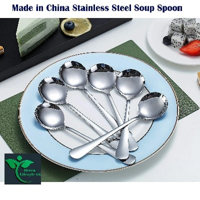 Picture of 6-piece Soup Spoons, Good Stainless Steel, Silverware for Home, Kitchen or Restaurant-6 Inch - Silver