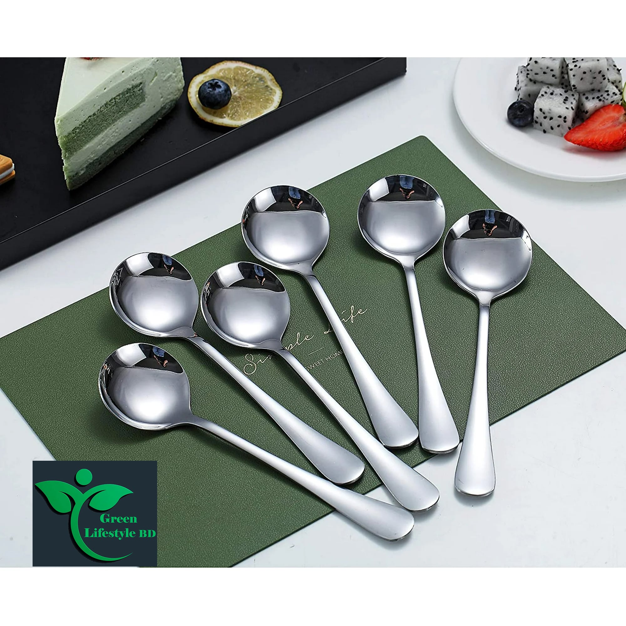Picture of 6-piece Soup Spoons, Good Stainless Steel, Silverware for Home, Kitchen or Restaurant-6 Inch - Silver
