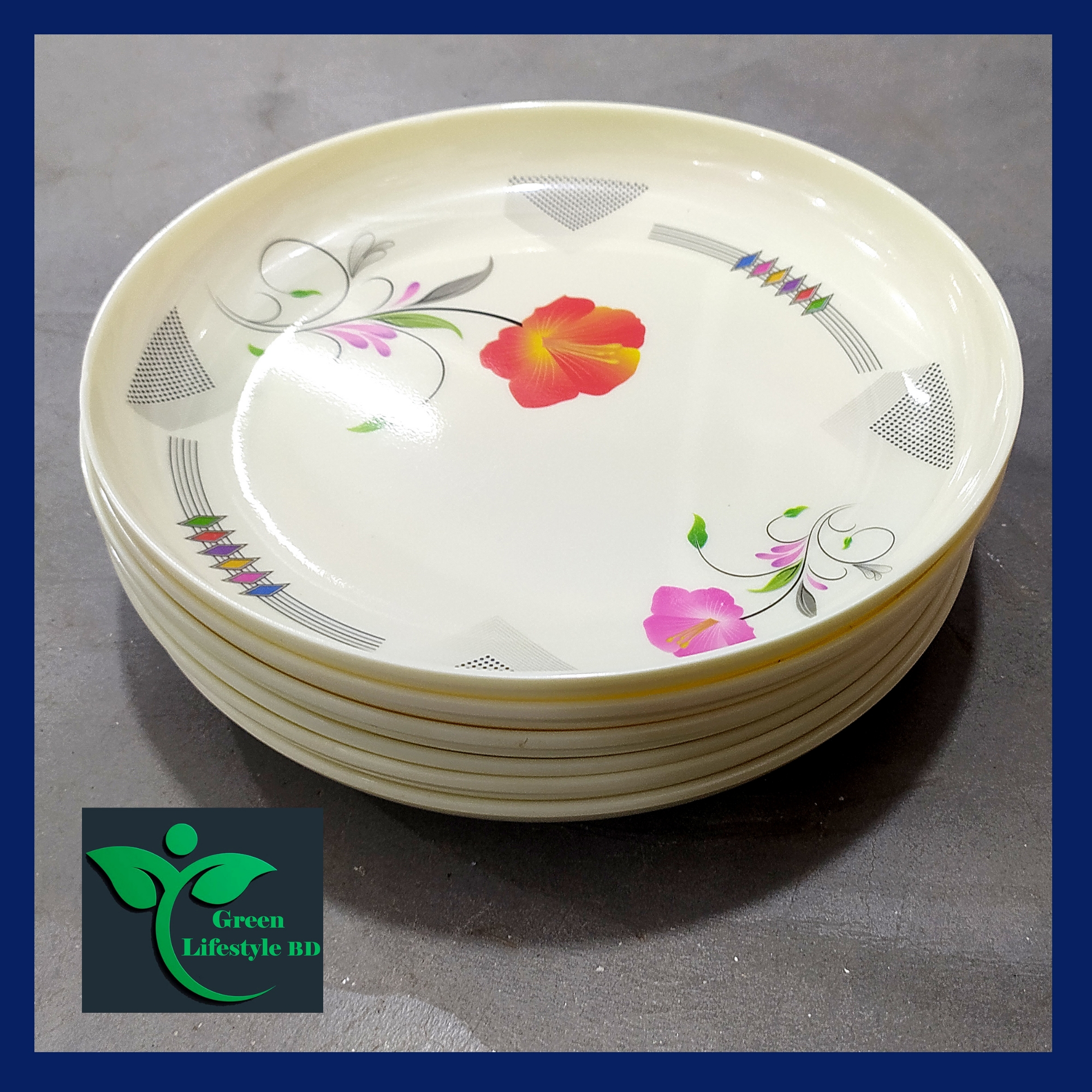 Picture of 10.8-inch large Dinner Plate / Rice Dinner Plate, 6 Pcs Set Multicolor Microwave oven safe, Dishwasher Safe, Dining Plate Set. - Cream