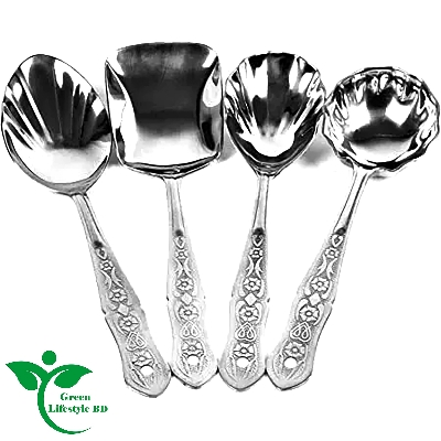 Picture of Stainless Steel Spoon Set-4 Pieces - Serve Your Meals With Style Using This Set Of Stainless Steel Serving Spoons (Size 10 Inch) - Perfect For Various Dishes And Occasions. - Silver