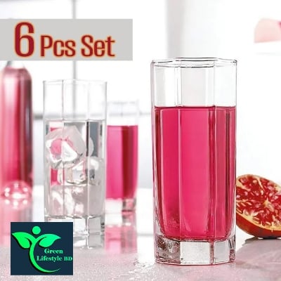 Picture of 6 Piece Cristal Clear Water Drinking Glass Set - 8 Angle Design - 300Ml Capacity - Stylish Glassware Set - Clear