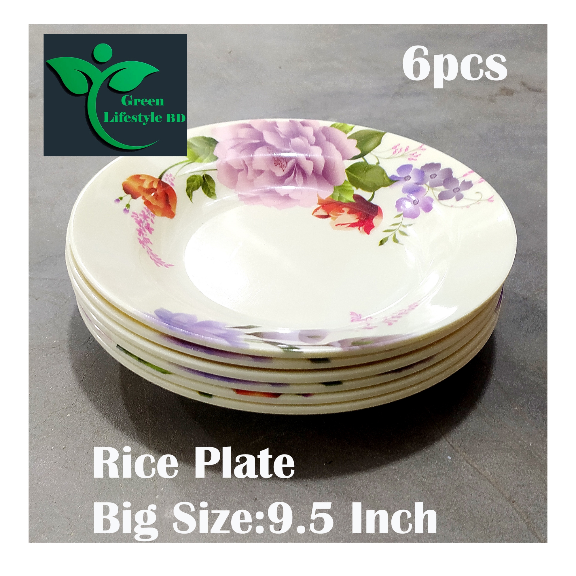 Picture of 6 piece High quality Melamine plate 9.5 inch Big size Plate Multi design use for Home, Office, Restaurant and different Occasions - Cream