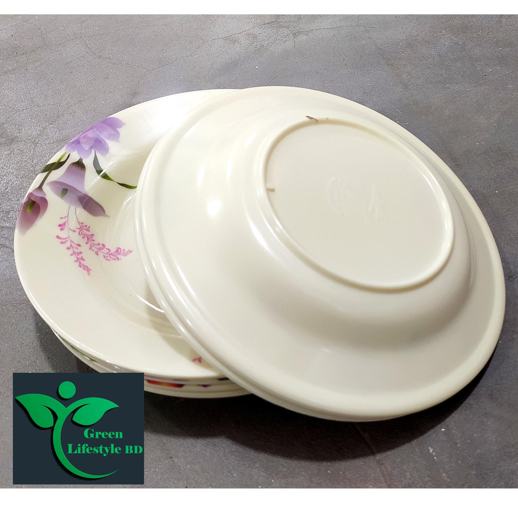 Picture of 6 piece High quality Melamine plate 9.5 inch Big size Plate Multi design use for Home, Office, Restaurant and different Occasions - Cream