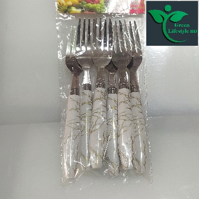 Picture of 6pcs Stainless Steel Fork & Spoon Cutlery Set – Ceramic Design with Silicone Handle | Durable Dining Utensils - Multicolor
