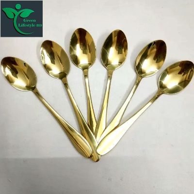 Picture of luxurious design high-quality gold color stainless steel spoon 6 pieces set (Size 6 inch) Original made in China for kitchen and dining. - Gold