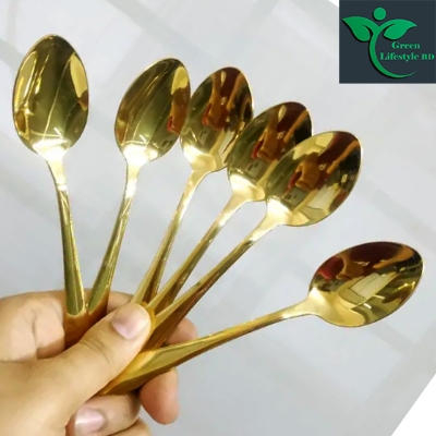 Picture of High-quality luxurious design Gold color stainless steel spoon 6 pieces set (Size 6 inch) Original made in China for kitchen and dining. - Gold