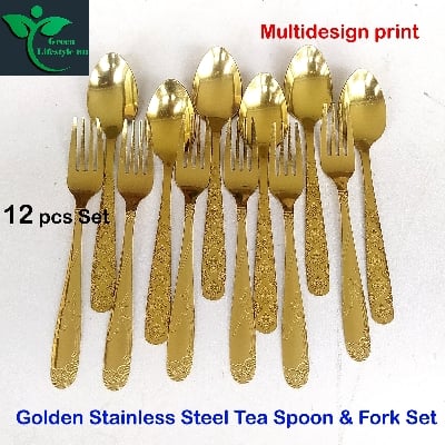 Picture of 12 Pieces Golden Stainless Steel Spoon Set - Add A Touch Of Luxury To Your Dining Table With This Golden Spoon Set - Gold