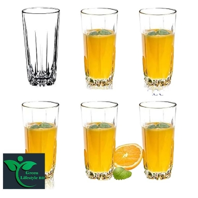 Picture of Drinking Glass Set, Crystal Clear Water Drinking Glass Set 350 ml - 6 pcs set for home and office - Clear