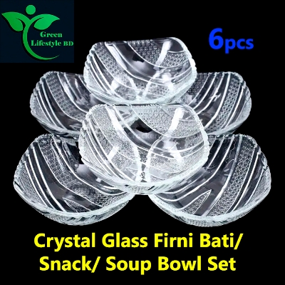 Picture of 6 Pcs Crystal Glass Firni Set & Bati Set - Elegant Serving Bowls For Soup And Dessert - Set Of 6 Pieces - Clear