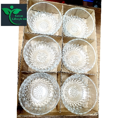 Picture of 6 Pcs Glass Ice Cream Cup Set – Elegant Dessert Bowl/Firni & Bati Set for Serving Sweets in Style - Clear