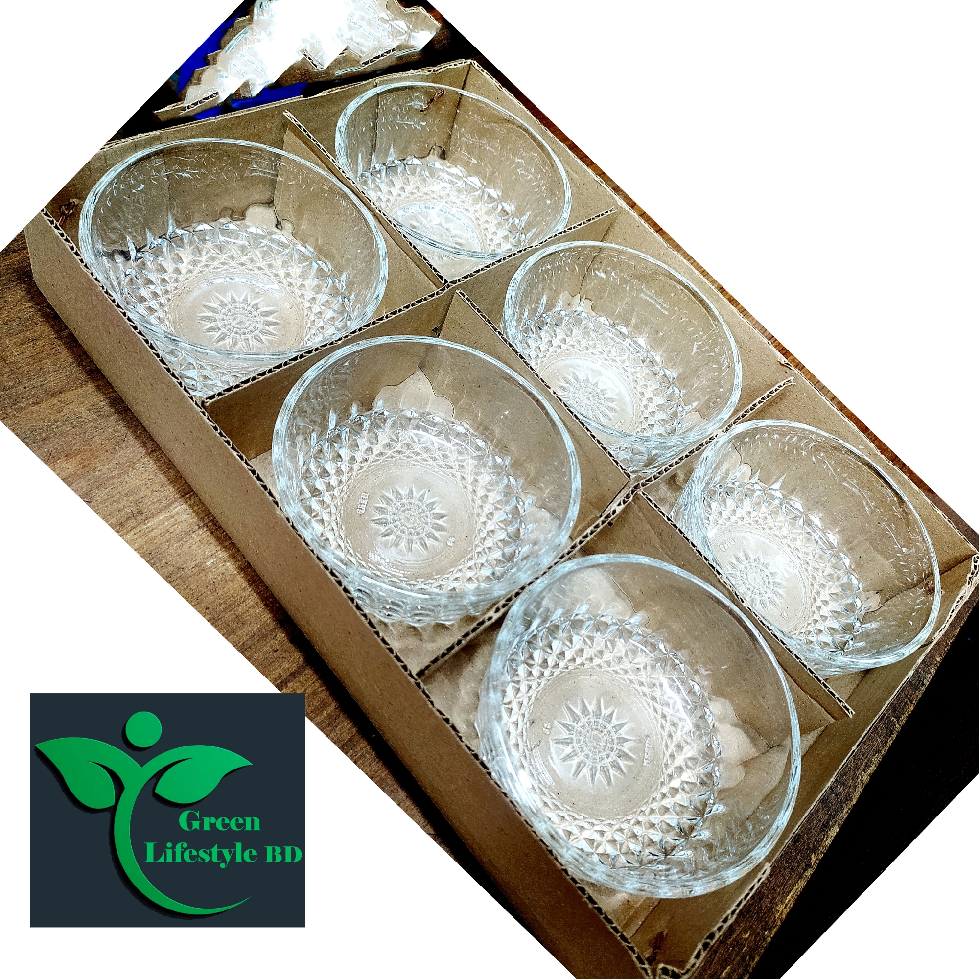 Picture of 6 Pcs Glass Ice Cream Cup Set – Elegant Dessert Bowl/Firni & Bati Set for Serving Sweets in Style - Clear