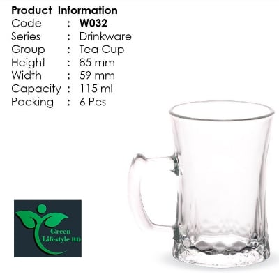 Picture of Crystal Clear Glass Tea/Coffee Cup Set (6 Pieces) For Home, Office, and Tea Stall Shop. - Clear
