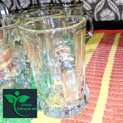 Picture of Crystal Clear Glass Tea/Coffee Cup Set (6 Pieces) For Home, Office, and Tea Stall Shop. - Clear