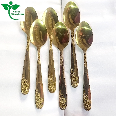 Picture of Luxury Design High-quality Golden Color 6 Piece Frock/Cutlery Spoon Size 6 Inch Import From China For Kitchen And Dining Use. - Gold